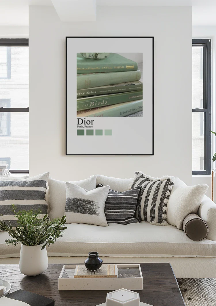 Vintage Books Stack Green Dior Paris Fashion Retro Painting
