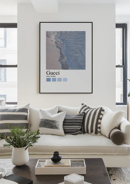 Sandstrand Wellen Blau Gucci Paris Mode Poster Gemälde