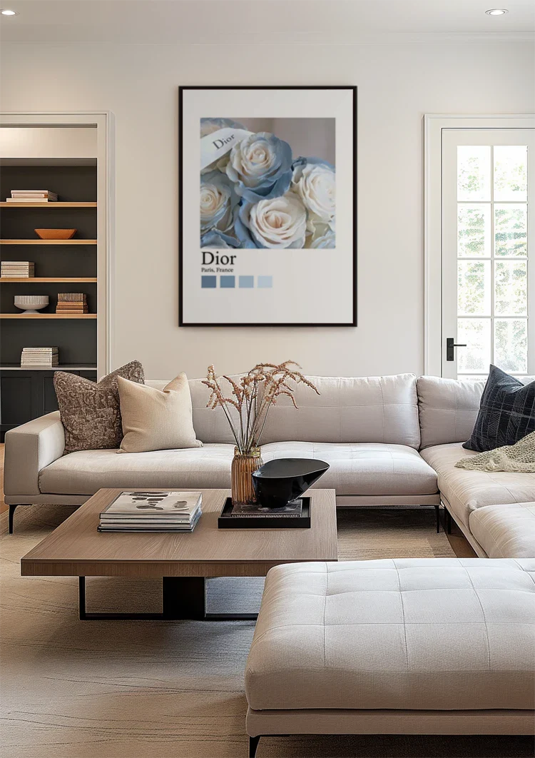 Lichtblauwe Witte Rozen Cloé Paris Mode Bloemen Schilderij