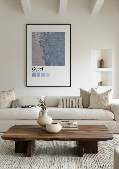 Sandstrand Wellen Blau Gucci Paris Mode Poster Gemälde