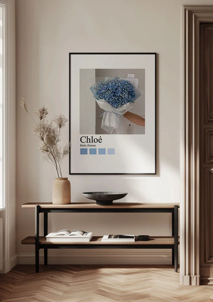 Chloé Parijs Lichtblauwe Hortensia Boeket Bloemen Fotografie Schilderij