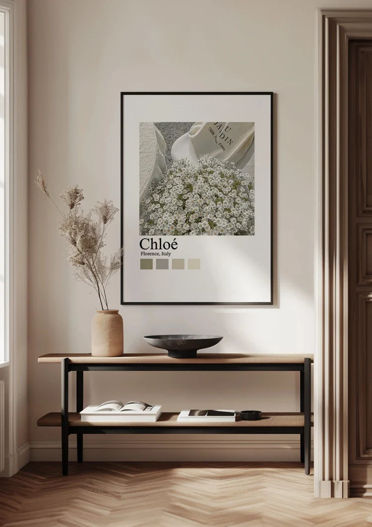 Chloé Parijs Witte Delicate Bloemen Mand Sereen Minimalistische Fotografie Schilderij