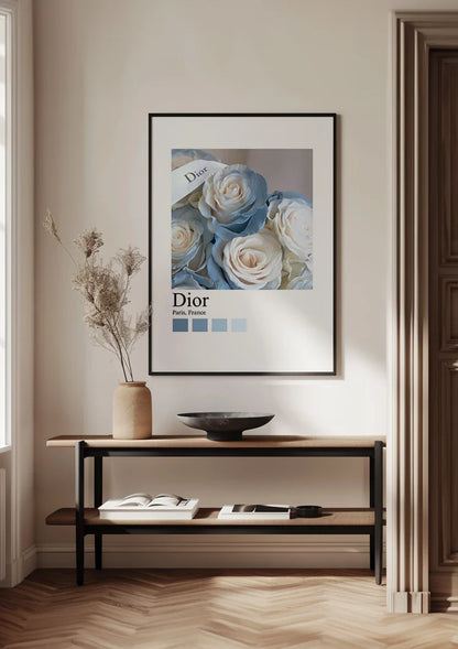 Lichtblauwe Witte Rozen Cloé Paris Mode Bloemen Schilderij