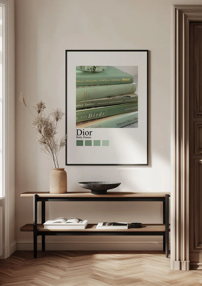Vintage Books Stack Green Dior Paris Fashion Retro Painting
