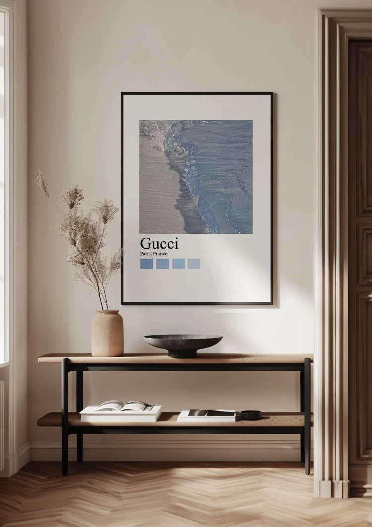 Sandstrand Wellen Blau Gucci Paris Mode Poster Gemälde