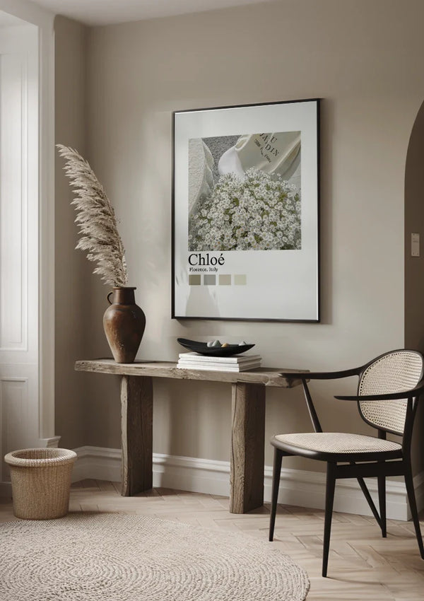 Chloé Parijs Witte Delicate Bloemen Mand Sereen Minimalistische Fotografie Schilderij