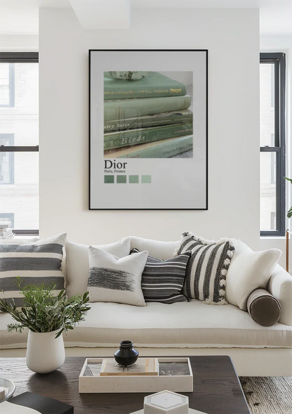 Dior Paris Stapel Vintage Grüne Bücher Minimalistische Stillleben Fotografie Malerei