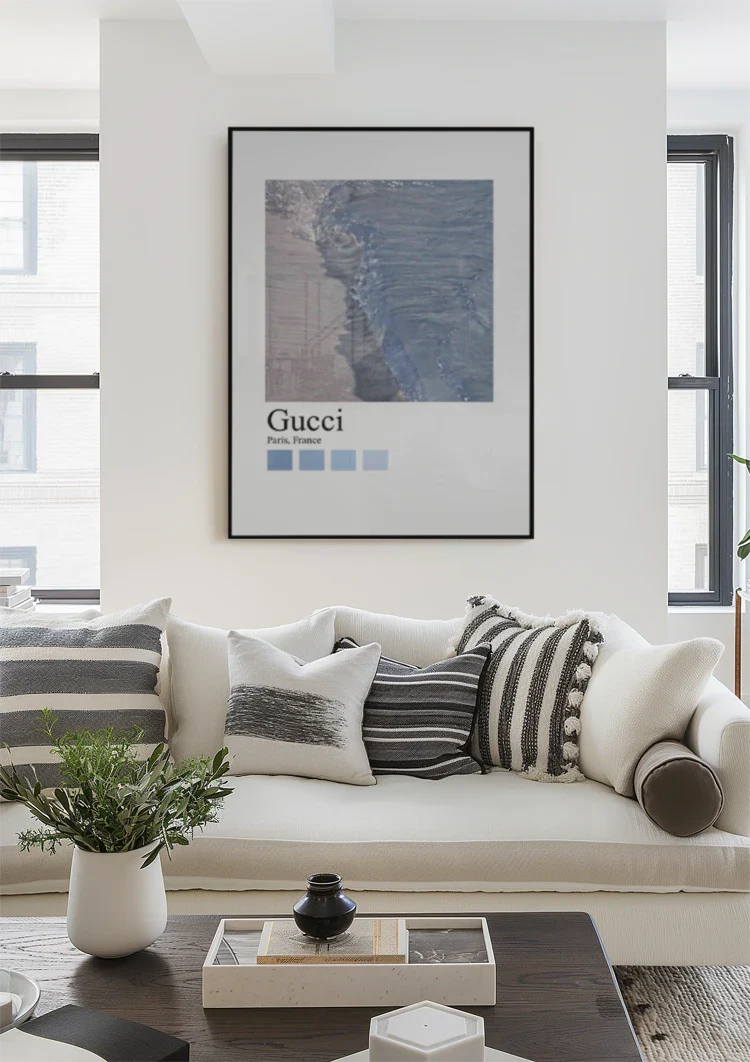 Sandstrand Wellen Blau Gucci Paris Mode Poster Gemälde