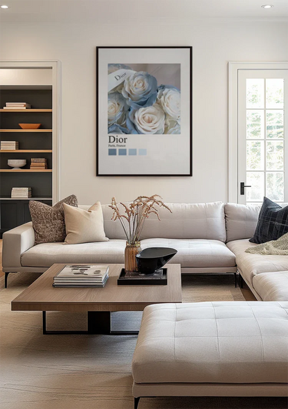 Lichtblauwe Witte Rozen Cloé Paris Mode Bloemen Schilderij