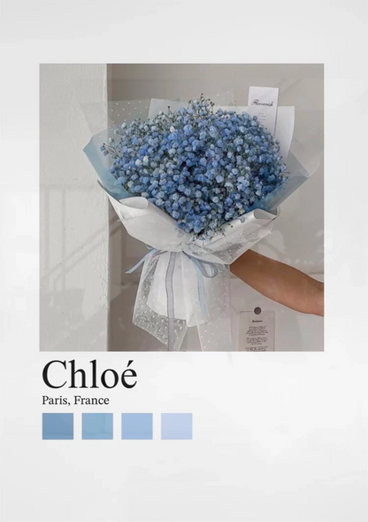Chloé Parijs Lichtblauwe Hortensia Boeket Bloemen Fotografie Schilderij