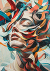 Abstraktes Frauenporträt mit bunten Strömungen Expressionistisches Gemälde