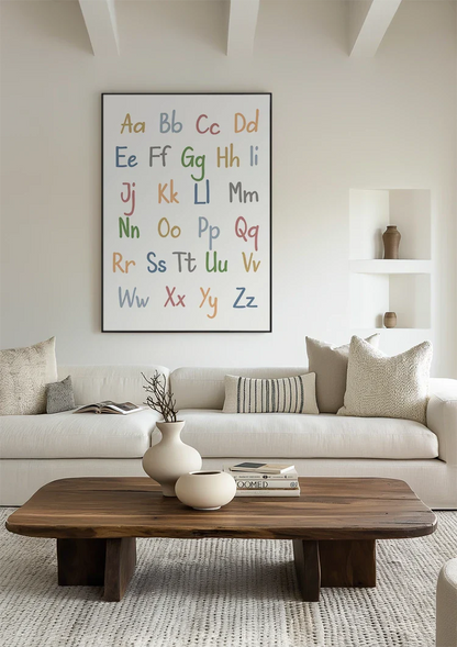 Farbenfrohes Alphabet Poster Verspielte Buchstaben Pastell Kinderzimmer Pädagogisches Bild