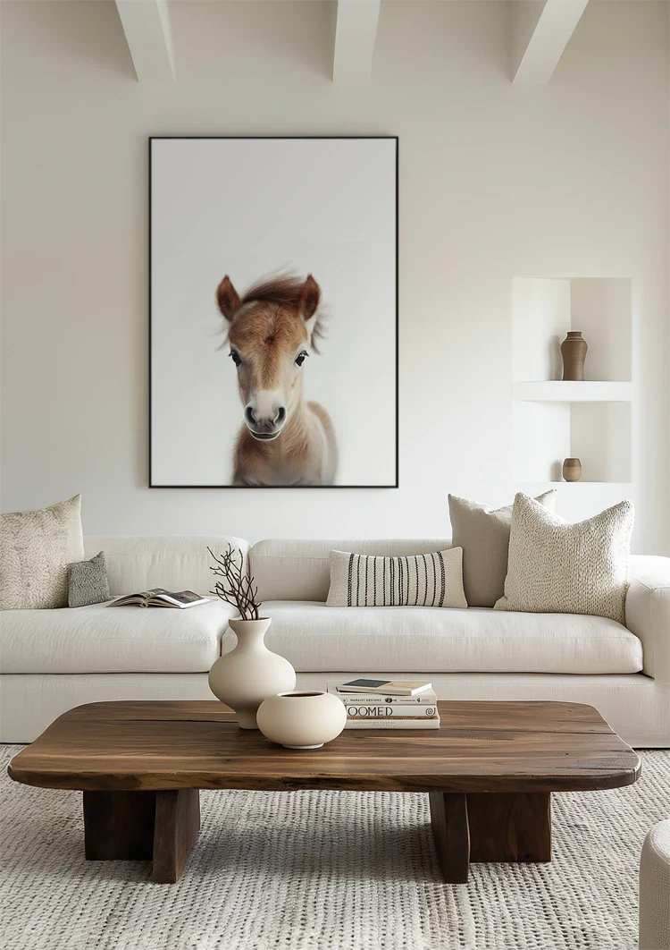 Niedliches Fohlen Braunes Fell Große Augen Weiße Nase Sanftes Porträt Gemälde