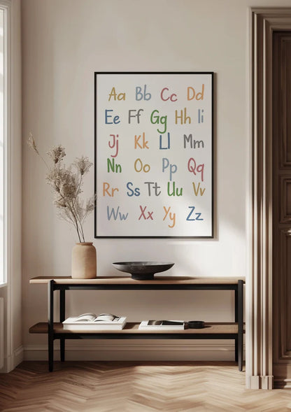 Farbenfrohes Alphabet Poster Verspielte Buchstaben Pastell Kinderzimmer Pädagogisches Bild