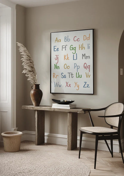 Farbenfrohes Alphabet Poster Verspielte Buchstaben Pastell Kinderzimmer Pädagogisches Bild