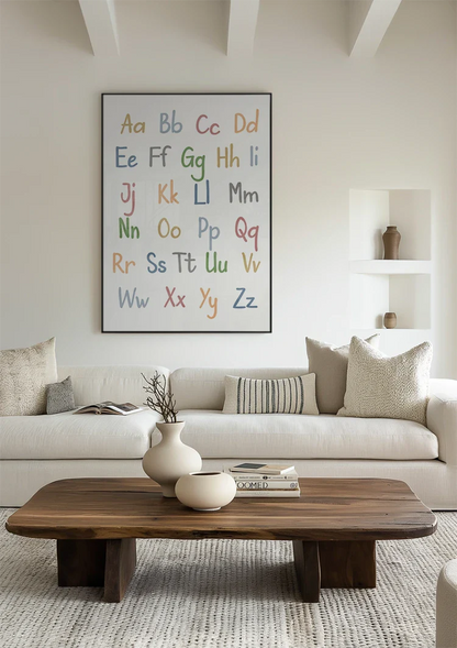 Farbenfrohes Alphabet Poster Verspielte Buchstaben Pastell Kinderzimmer Pädagogisches Bild