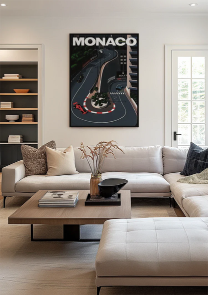 Monaco Grand Prix Circuit Aerial View Race Car Vintage Poster Painting