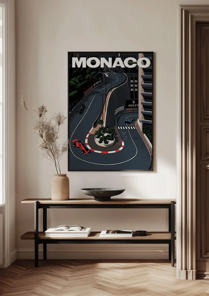 Monaco Grand Prix Circuit Aerial View Race Car Vintage Poster Painting
