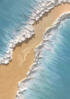 Turquoise Oceangolven Zandstrand Bovenaanzicht Schuimend Zeegezicht Schilderij