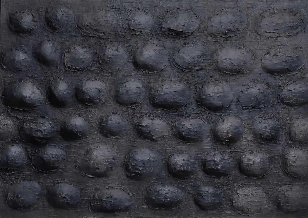 Zwart Abstract Textuur Bobbels Diepte Minimalistisch Schilderij