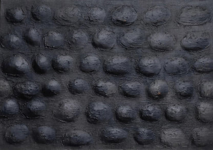 Zwart Abstract Textuur Bobbels Diepte Minimalistisch Schilderij