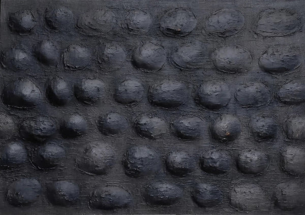 Zwart Abstract Textuur Bobbels Diepte Minimalistisch Schilderij