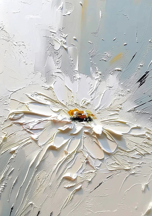 Witte madelief canvas schilderij met een driedimensionaal reliëfeffect