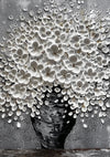 Weiße 3D-Blumen-Vase Skulpturartiges Impasto-Relief Monochromes Gemälde