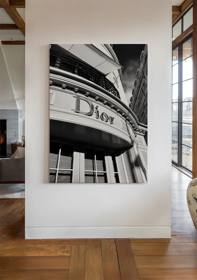 Dior Geschäft Fassade Schwarz Weiß Logo Luxus Mode Architektur Gemälde