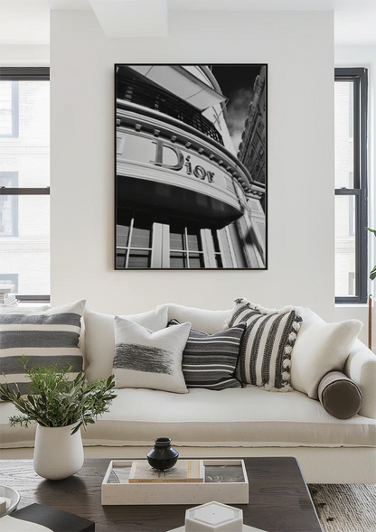 Dior Geschäft Fassade Schwarz Weiß Logo Luxus Mode Architektur Gemälde
