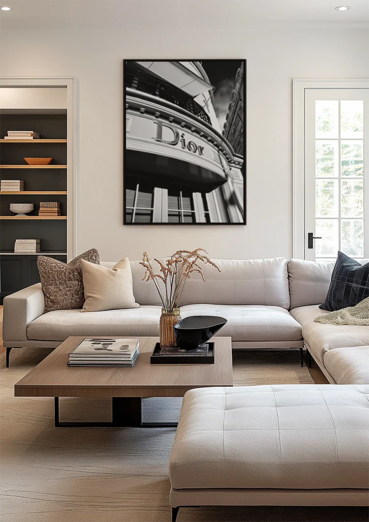 Dior Geschäft Fassade Schwarz Weiß Logo Luxus Mode Architektur Gemälde