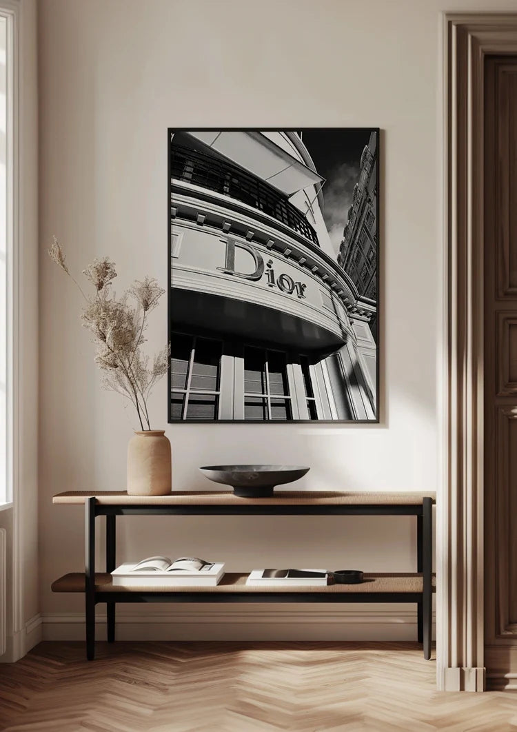 Dior Geschäft Fassade Schwarz Weiß Logo Luxus Mode Architektur Gemälde