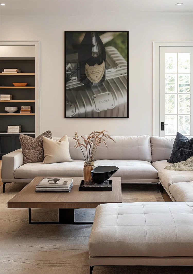 Silver RIMOWA Suitcase with Champagne Bottle Luxury Painting