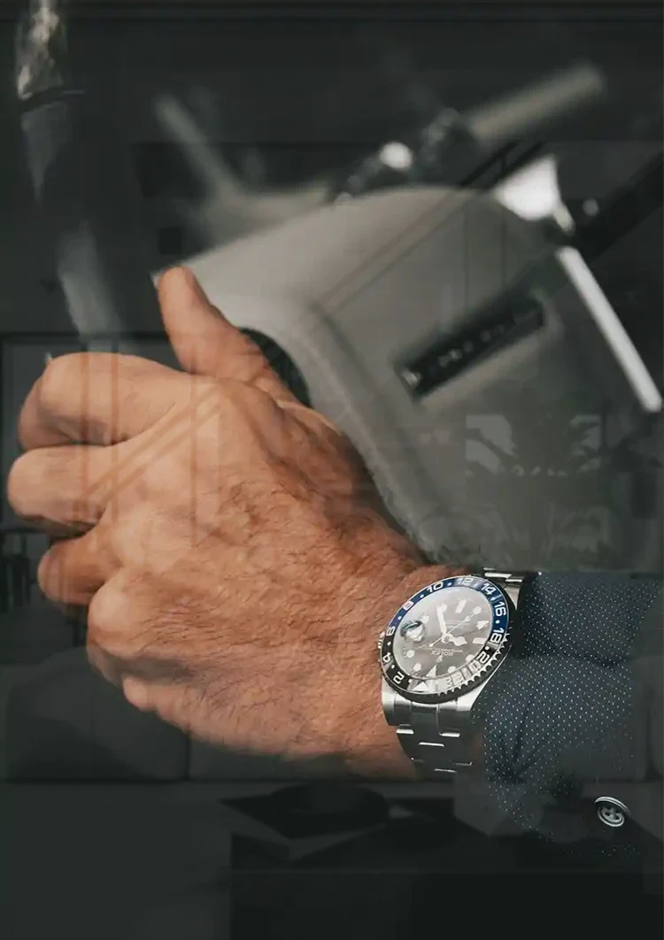 Businessman Hand on Steering Wheel with Luxury Watch Close-up Painting