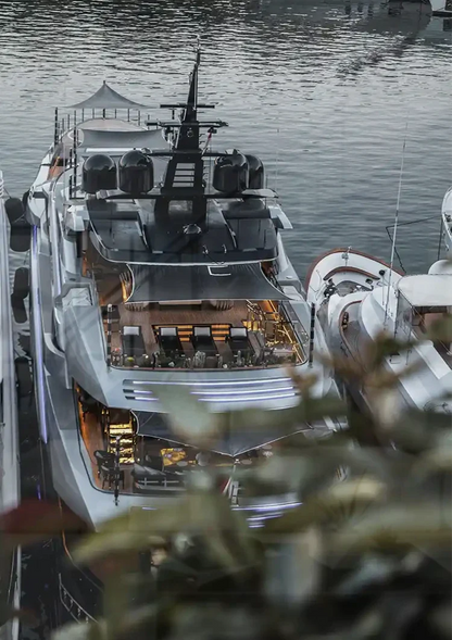 Luxury White Yacht Moored in Calm Water Painting