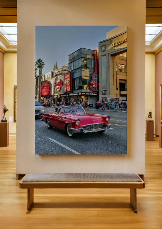 Red car in Las Vegas canvas painting on the wall in the hallway