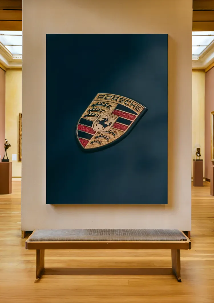Porsche Logo Emblem Dunkelblauer Hintergrund Gemälde