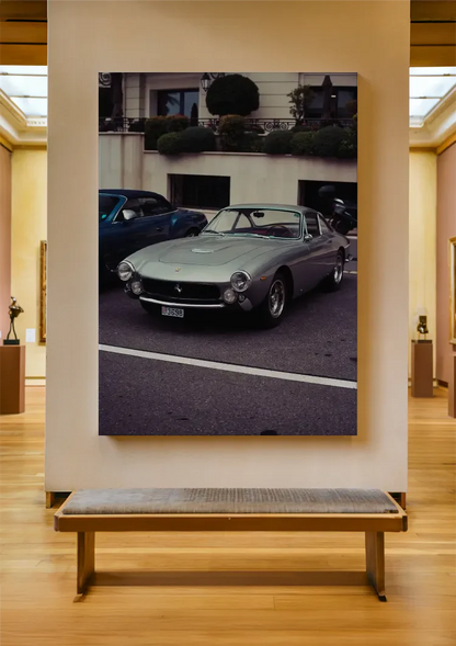 Klassisches silbernes Ferrari Straßen-Vintage-Auto-Gemälde
