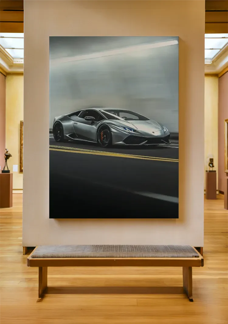 Silver Lamborghini Huracan Tunnel Dynamic Speed Painting
