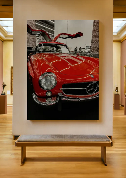 Red Mercedes 300SL Gullwing Doors Open Classic Car Painting