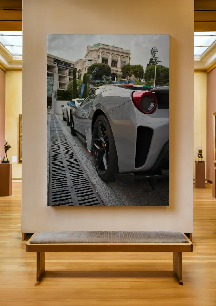 Ferrari 488 Pista Silver-grey Wet Street European Architecture Street Photography Painting