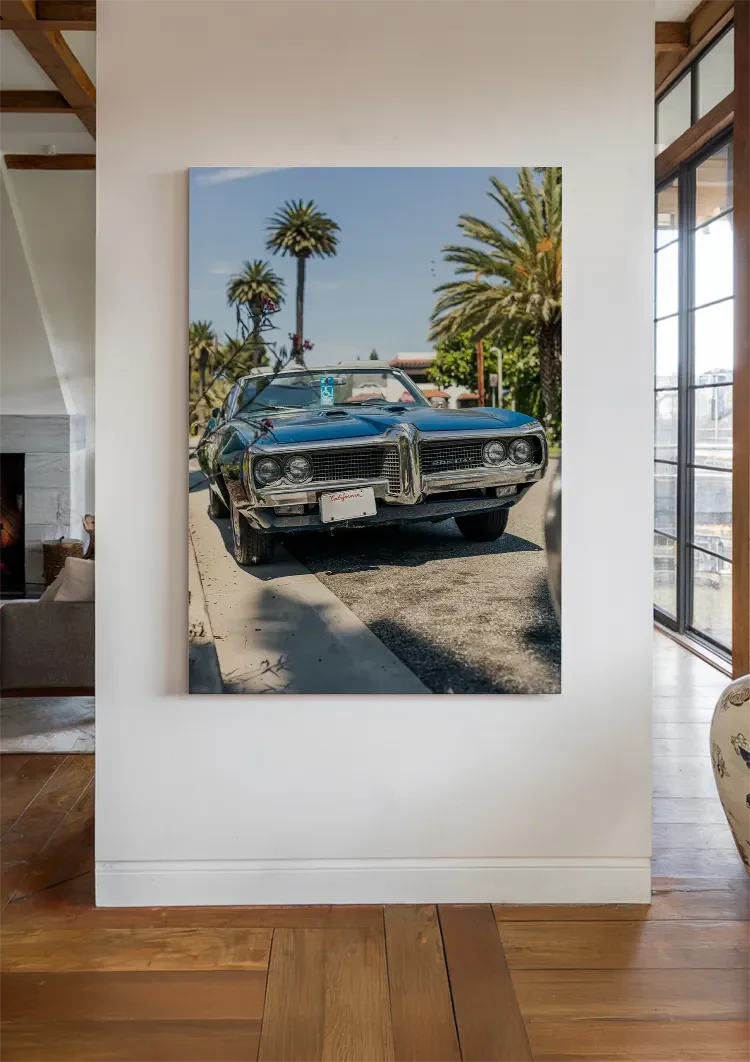 Vintage Pontiac Palmbomen Zonnige Straat California Schilderij