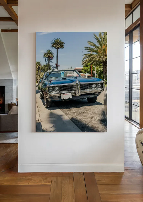 Vintage Pontiac Palmbomen Zonnige Straat California Schilderij