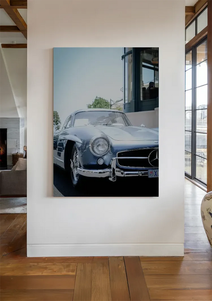 Klassischer silberner Mercedes 300SL Oldtimer-Straßenmalerei