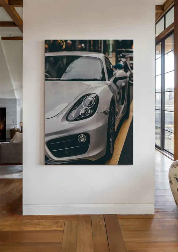 Nardo Grau Porsche 718 Stadtstraße Nahaufnahme Gemälde