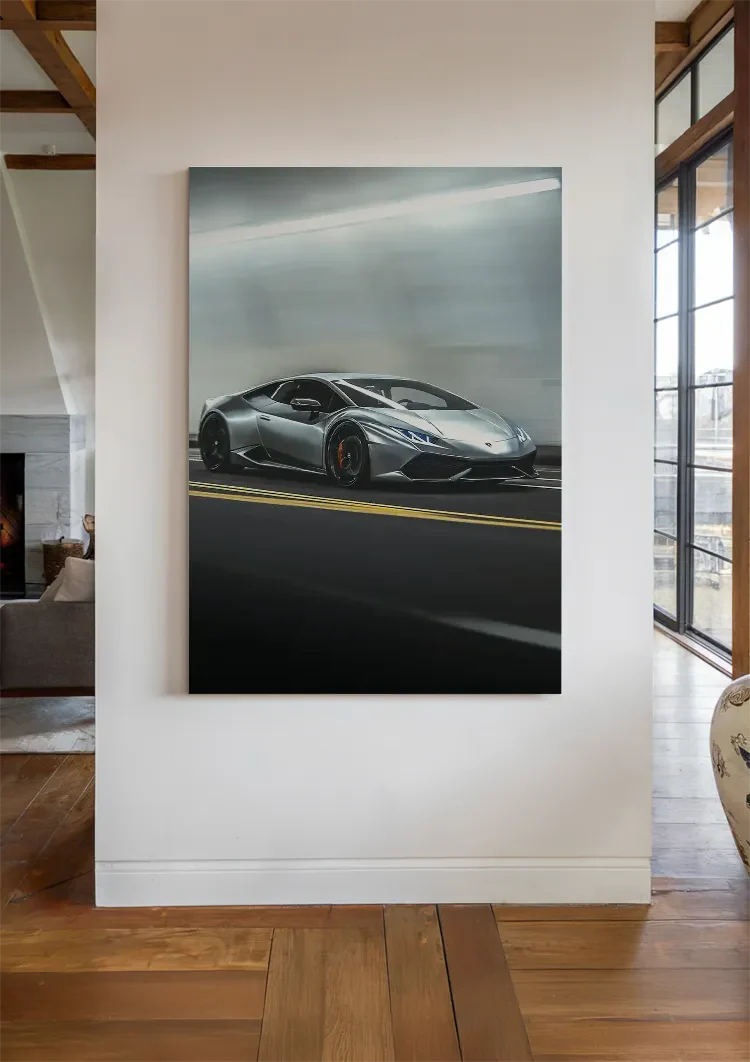 Silver Lamborghini Huracan Tunnel Dynamic Speed Painting