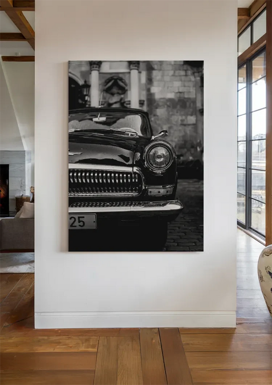Vintage-Oldtimer Leinwandbild an der Haustür im Flur
