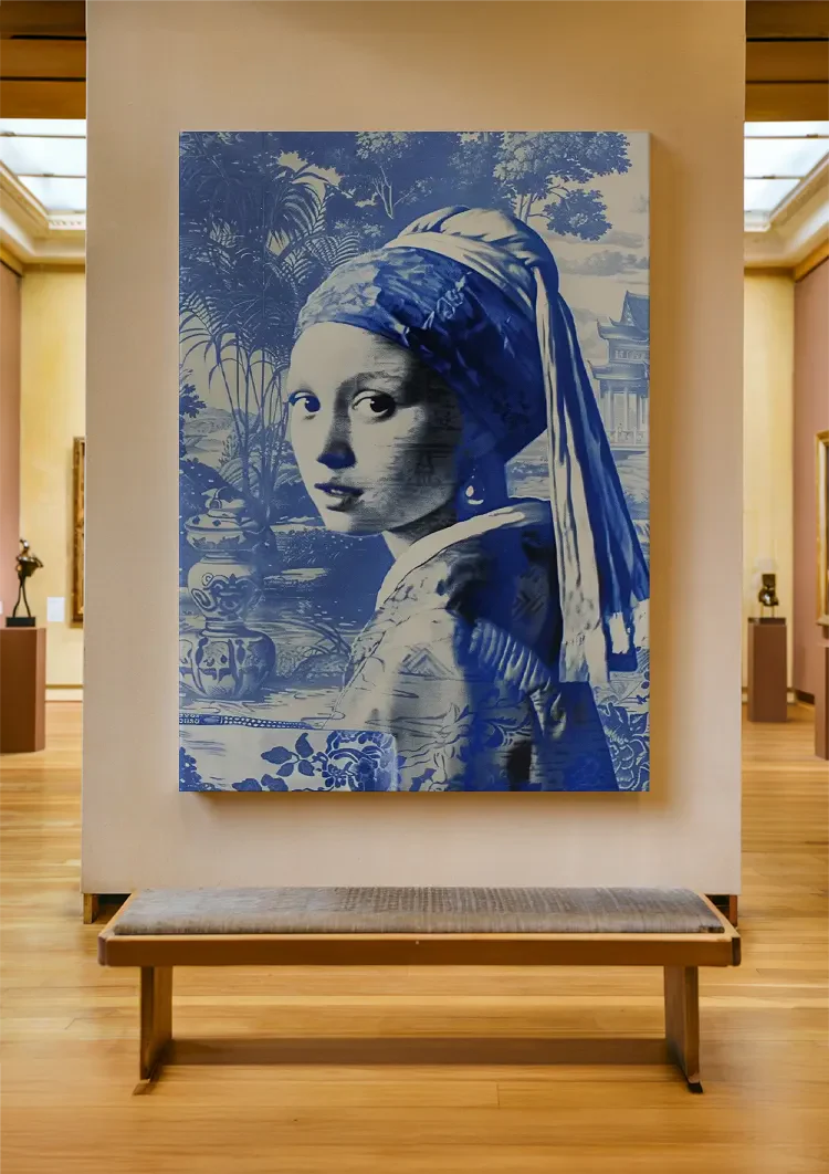 Mädchen mit dem Perlenohrring Delft Blau Porträt Klassisches Niederländisches Gemälde