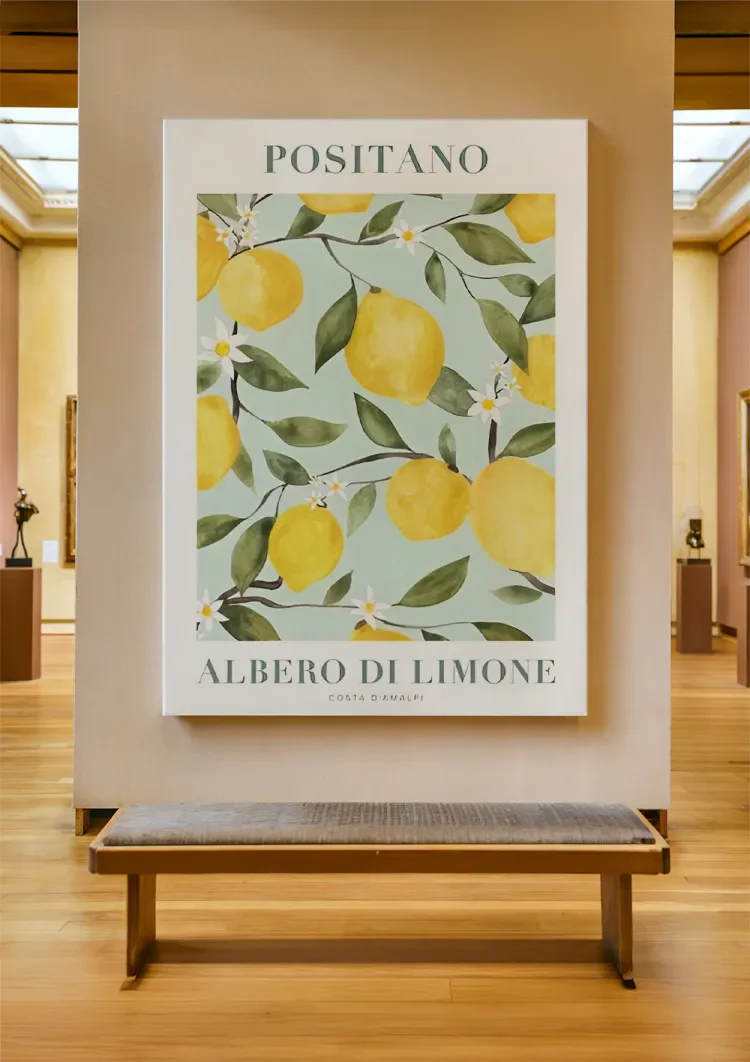 Positano Citroenboom Amalfikust Mediterraan Zomer Poster Schilderij
