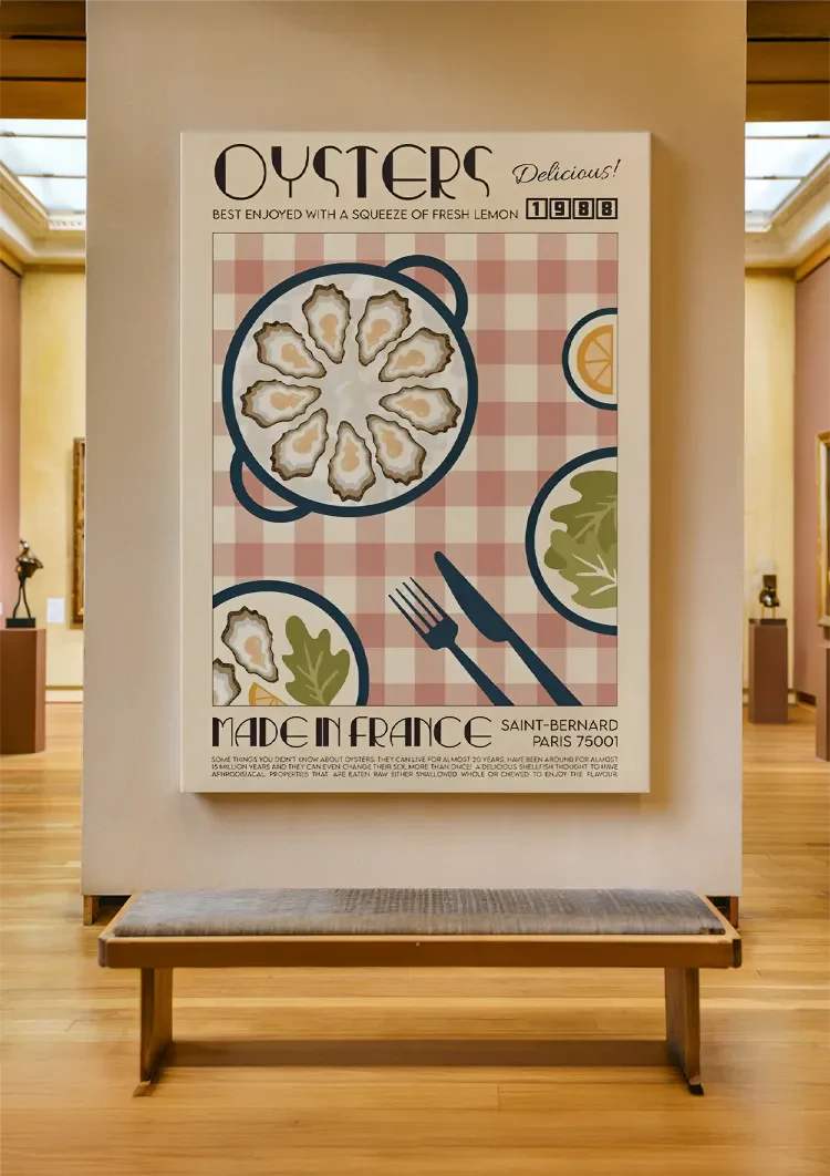 Austernschale Retro Französische Küche Illustration Gemälde
